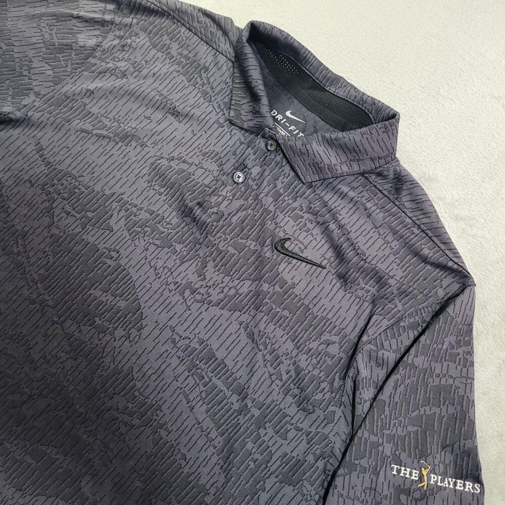 Nike Dri-FIT The Players Polo Shirt Mens Medium Gray Golf Geometric Performance